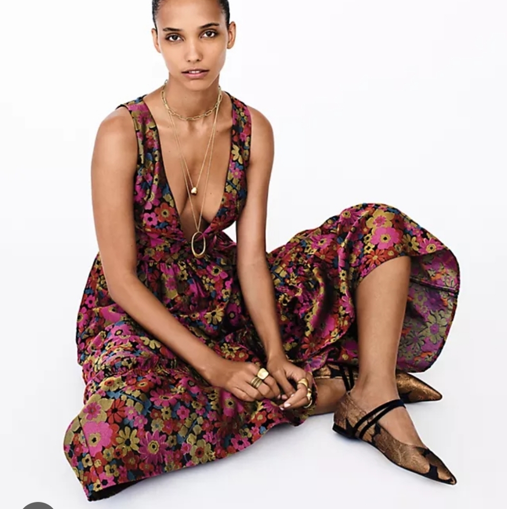 Hutch Floral Maxi Dress in Magenta, Green and Gold